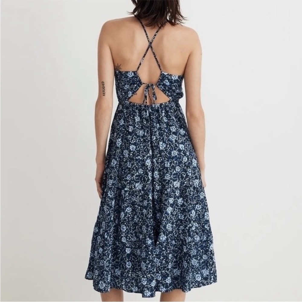 Madewell Cross-Back Halter Midi Dress in Vineyard Medallion Size S